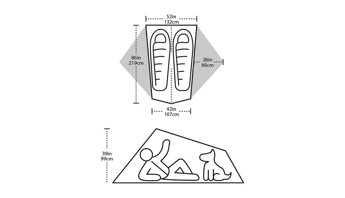 Big Agnes Tiger Wall 2 Carbon measurements